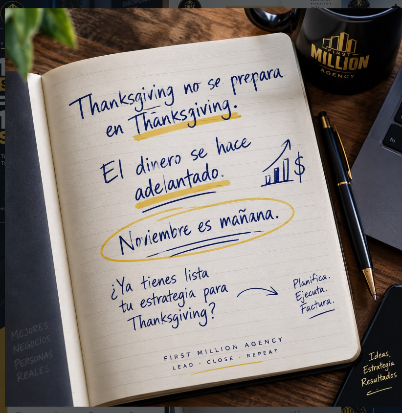 Estrategia de publicidad para Black Friday y Thanksgiving 2026 de First Million Agency